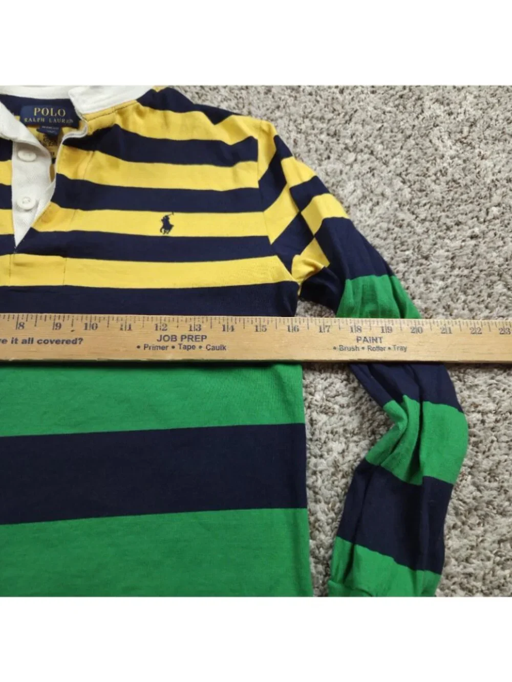 Polo Ralph Lauren Shirt Boys Medium 10-12 Striped Rugby Long Sleeve  Collared - Picture 2 of 7